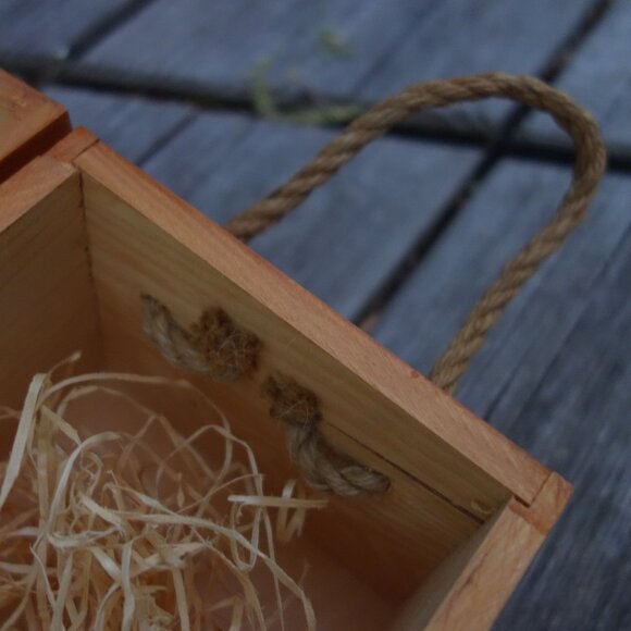 Wood Wine Bottle Carrying Box w/ Rope Handle with Corkscrew & Wine Bottle Design - Picture 15 of 16